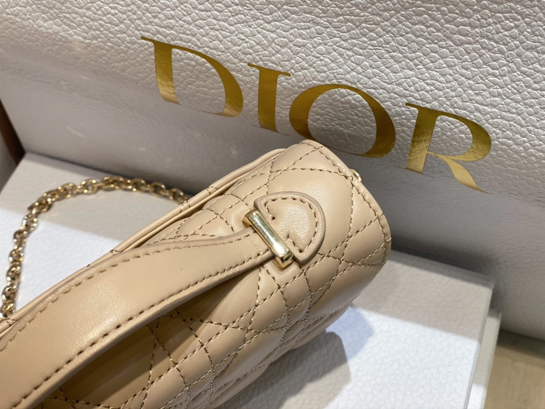 miss D*or mini handbag beige cannage woven pattern lambskin s0980onmj-m116 21 x 11.5 x 4.5 cm