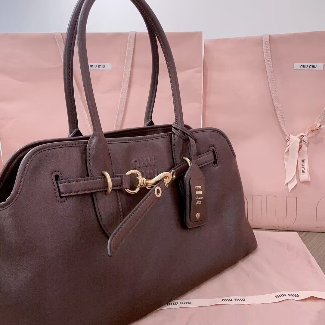 Miu Miu Aventure nappa leather bag 22.5x44x14.5cm