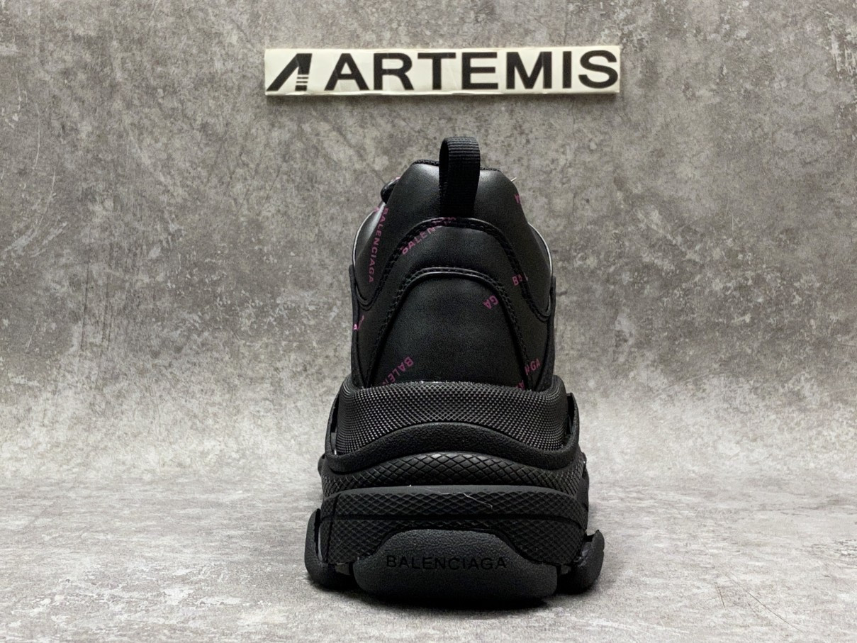 Balenciga Triple S Allover Logo Black Purple