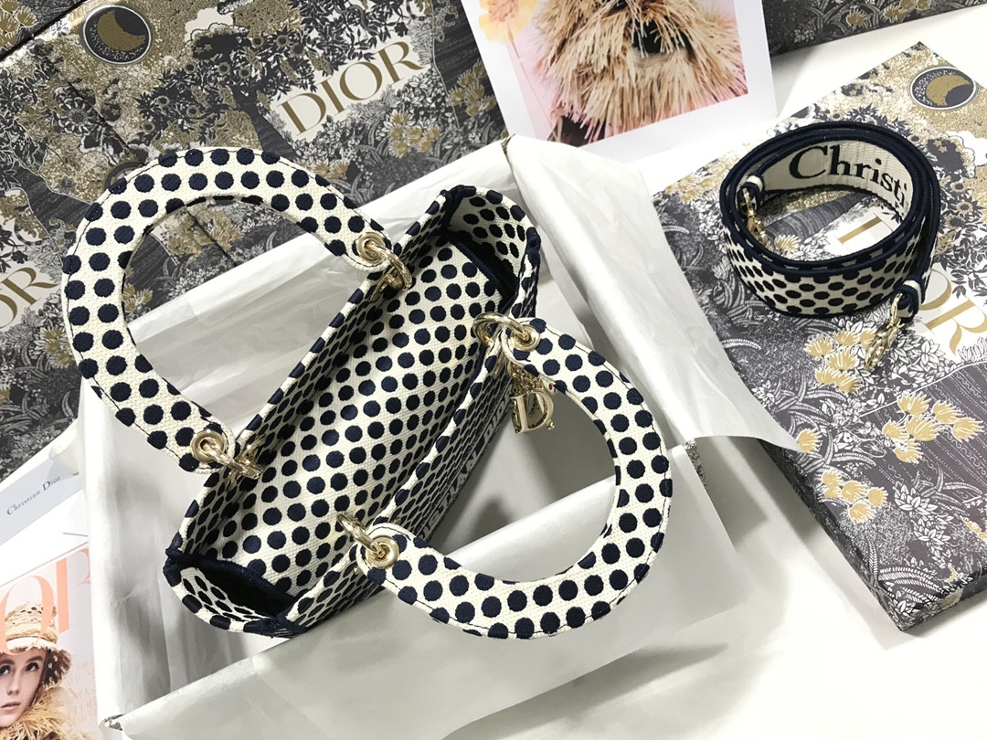 medium D*or lady d-lite bag polka dots 24 x 20 x 11 cm