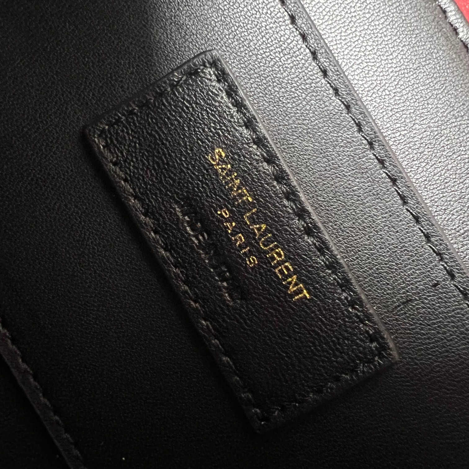 y*l solferino medium satchel in box Sa**t Lau*nt red 9.1 x 6.3 x 2.4 inches