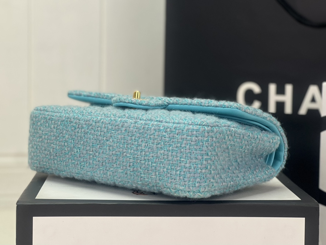 Ch*el classic 11.12 handbag tweed & gold-tone metal 6 × 9.9 × 2.5 in