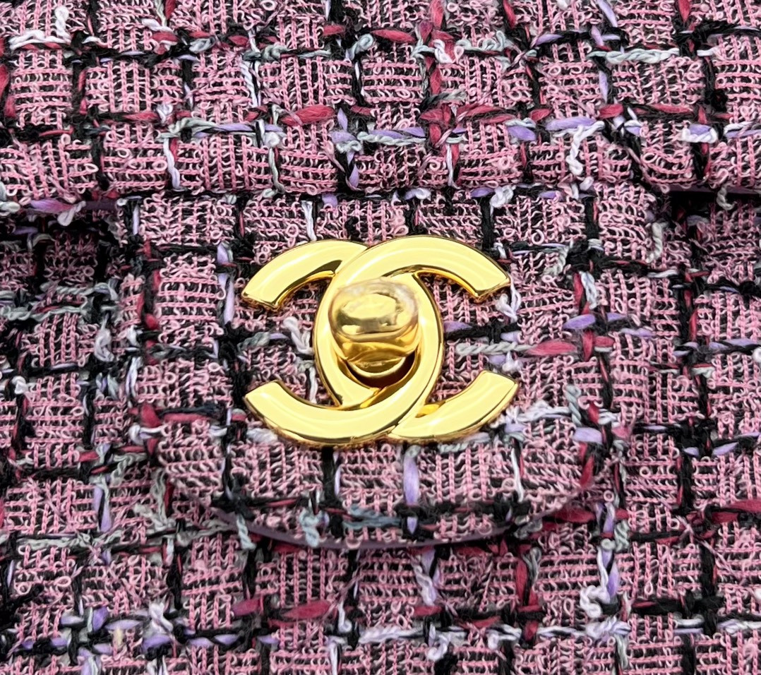 Ch*el classic 11.12 handbag tweed & gold-tone metal 6 × 9.9 × 2.5 in