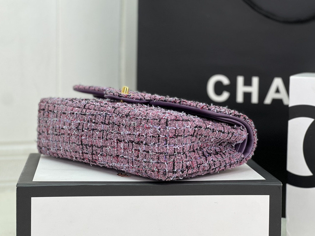 Ch*el classic 11.12 handbag tweed & gold-tone metal 6 × 9.9 × 2.5 in