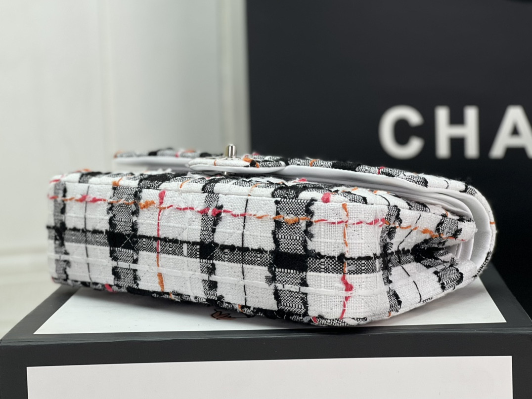 Ch*el classic 11.12 handbag tweed & silver-tone metal 6 × 9.9 × 2.5 in