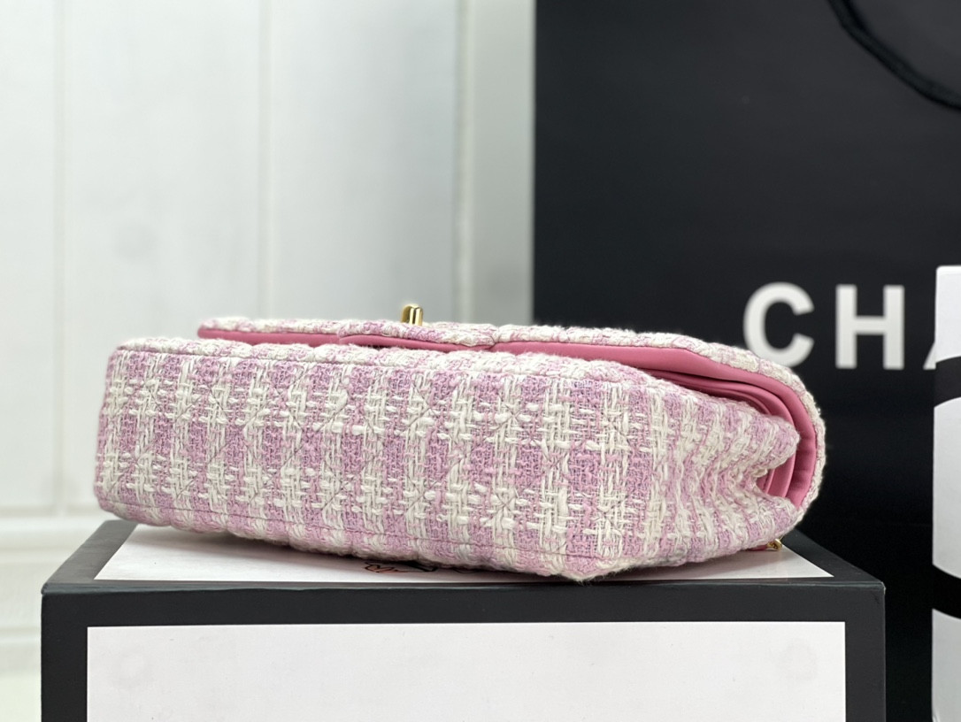 Ch*el classic 11.12 handbag tweed & gold-tone metal 6 × 9.9 × 2.5 in