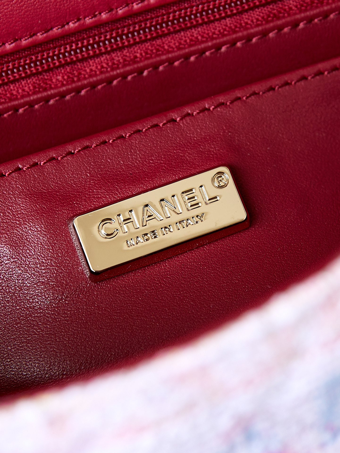 Ch*el quilted pink multicolor tweed mini rectangular flap bag 20×10×7cm