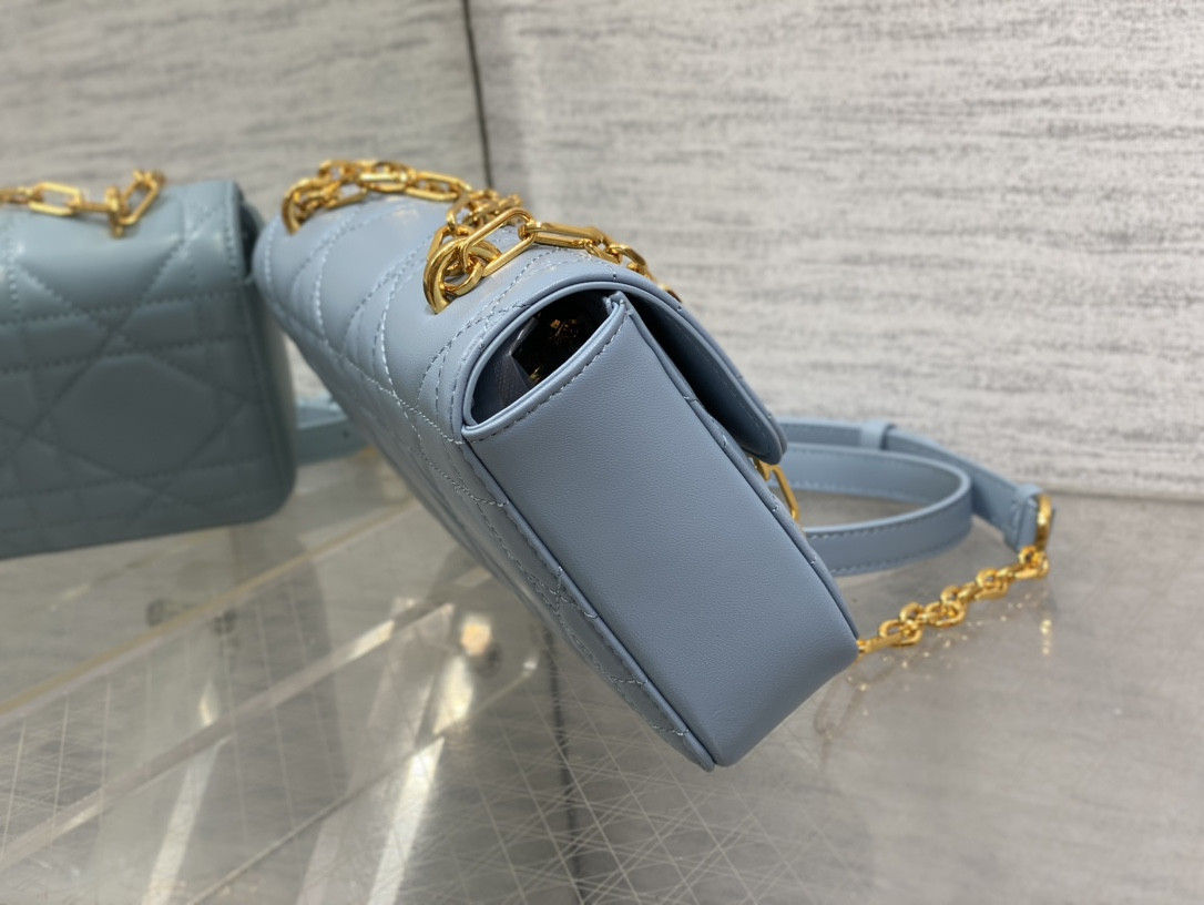 D*or mini D*or ange bag blue macrocannage calfskin 20 x 12 x 5 cm