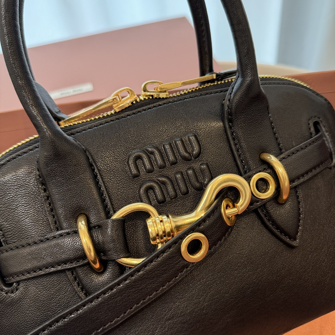 Miu Miu Aventure nappa leather top-handle bag 16.5x28x10cm