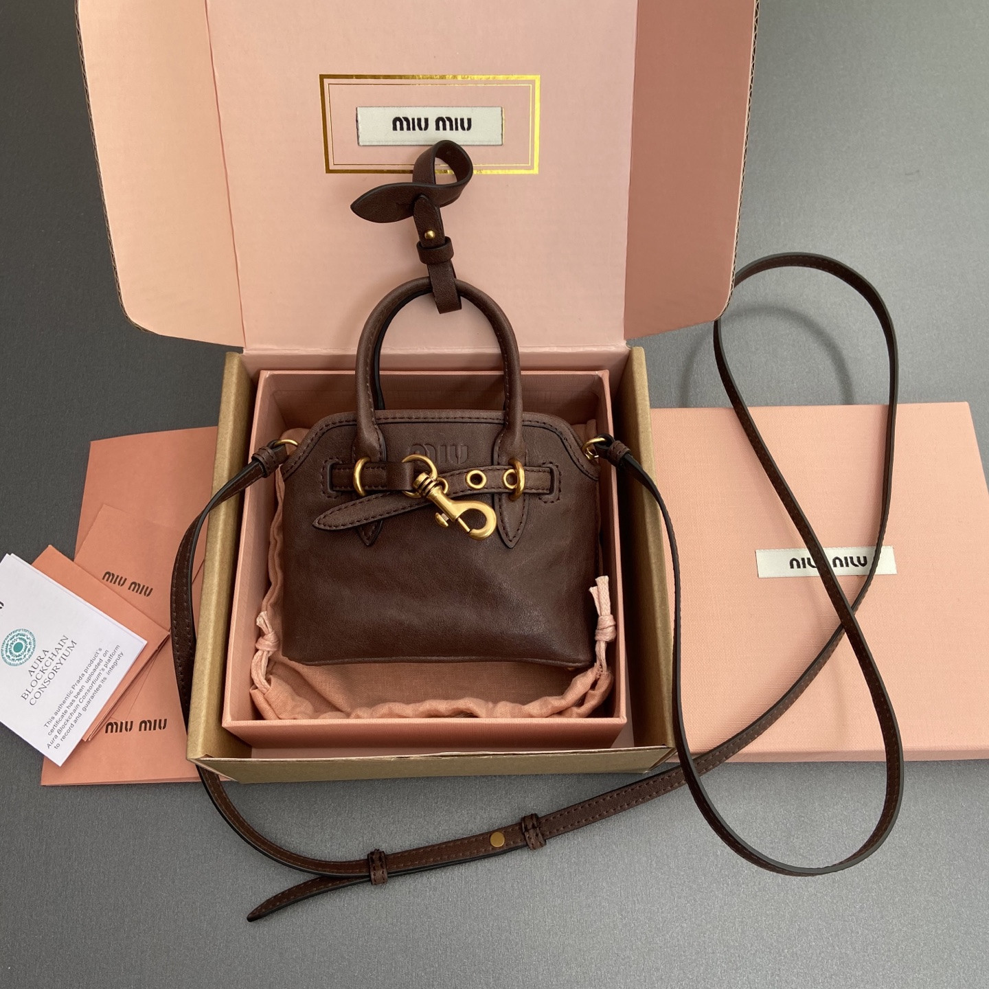 Miu Miu Aventure Nappa Micro Leather trick 9.5x12x2.5cm