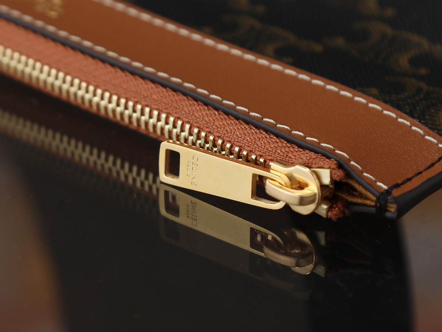 Ce**e soft shopper bag in triomphe canvas and calfskin 32.5x24.5x14cm